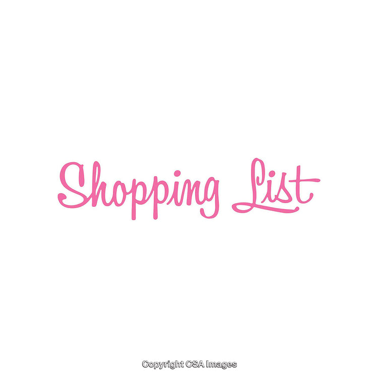 Pink Shopping List Text on Minimal White Background
