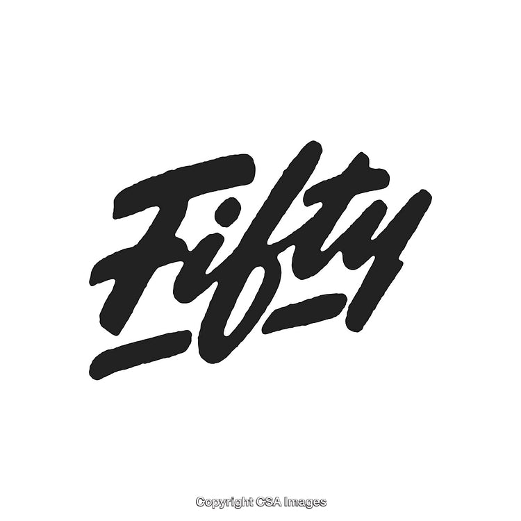 Fifty Handwritten Calligraphy in Elegant Script Style on White Background