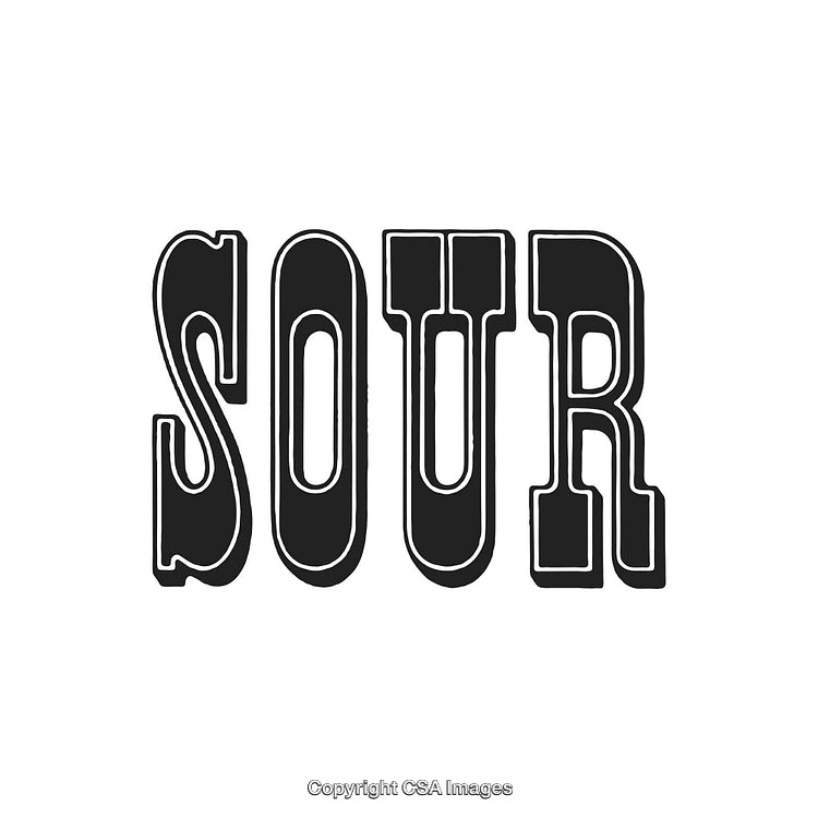 Retro Styled Black and White Typography Featuring the Word Sour in Bold Font