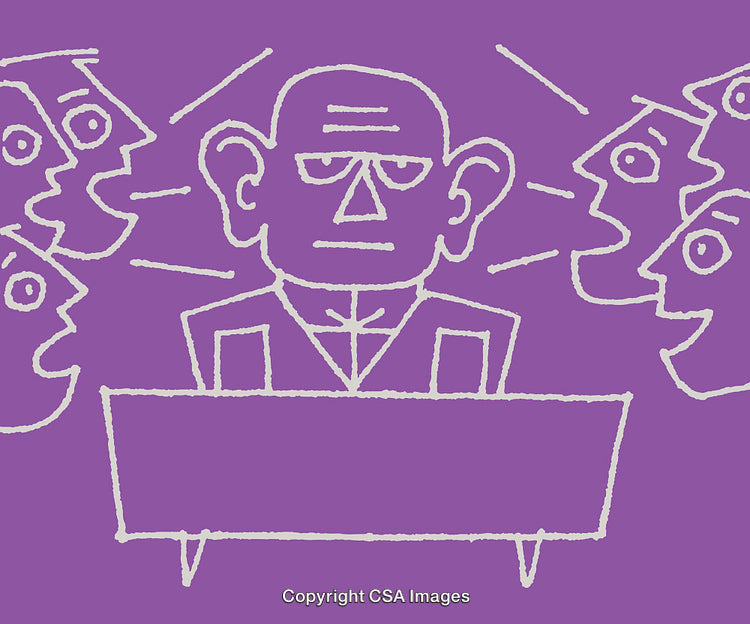 Abstract Illustration Highlighting Group Discussion and Individual Contemplation