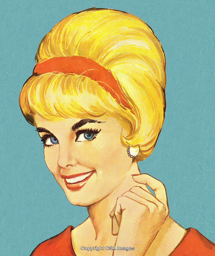Retro Illustration of a Smiling Woman with a Vintage Hairstyle