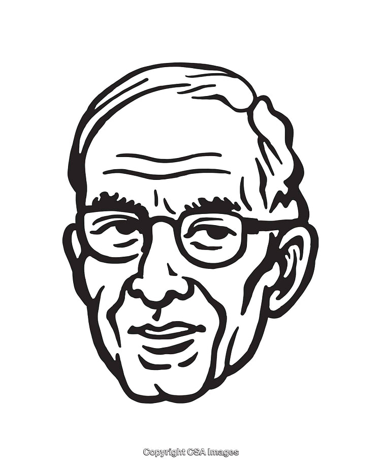 Black and White Illustration of a Person's Face With Glasses and Smile