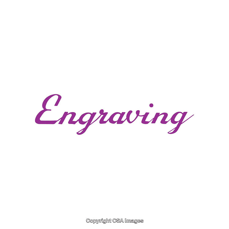 Purple Cursive Engraving Text on a White Background