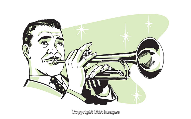 Retro Style Illustration of a Trumpet Player with a Vintage Aura