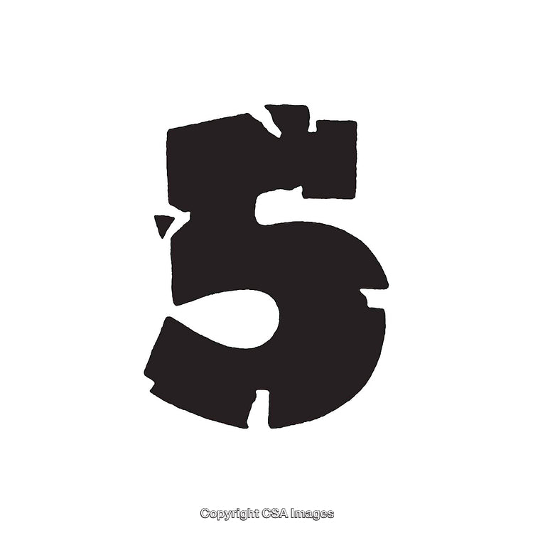 Bold Artistic Representation of the Number Five in Abstract Style