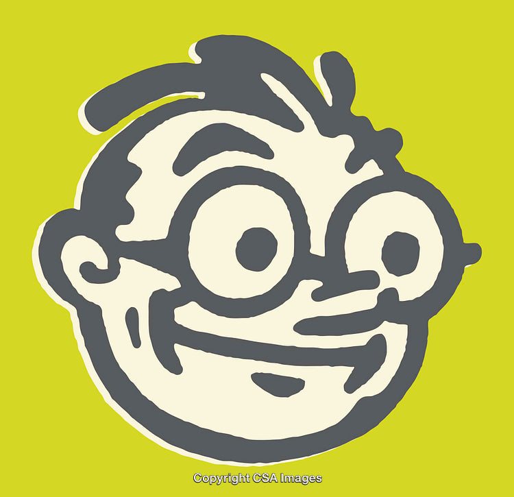 Colorful Line Art Illustration of a Cheerful Cartoon Face on a Bright Background