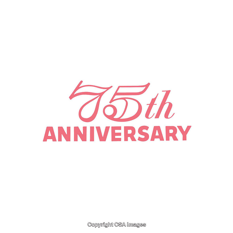 Elegant Pink 75th Anniversary Celebration Text on White Background