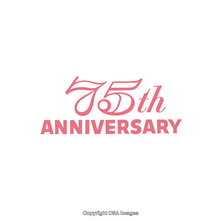 Elegant Pink 75th Anniversary Celebration Text on White Background