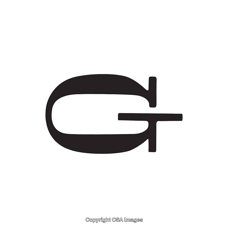 Black Bold Stylized G Letter Design Isolated on White Background
