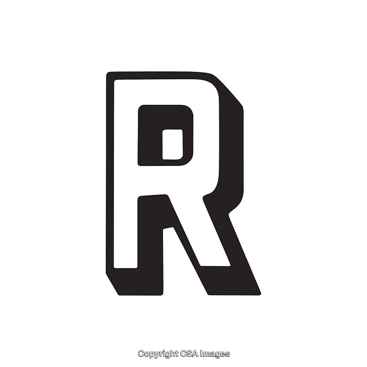 Bold Black and White Letter R Isolated On a Clean White Background