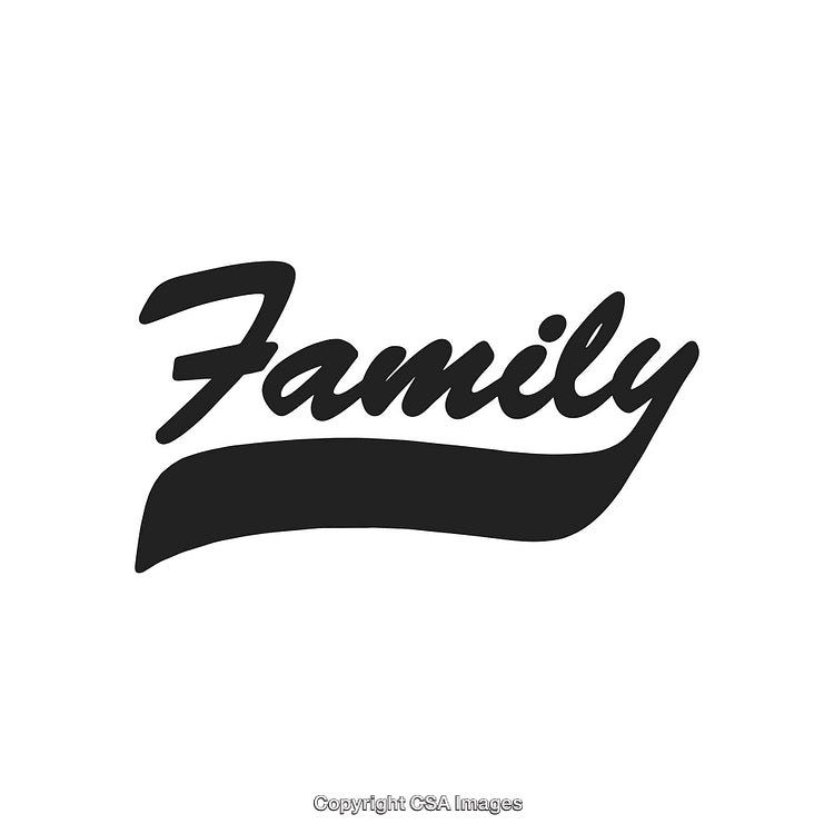 Stylized Word Art Featuring 'Family' in Elegant Script Design