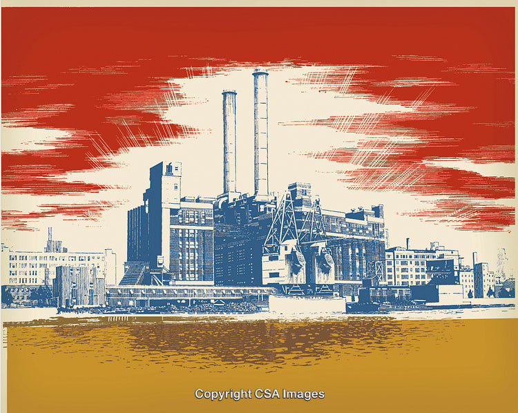 Large Factory With Smokestacks