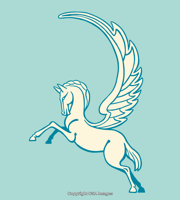 Elegant Line Art of a Mythical Pegasus Illustration on Pastel Background