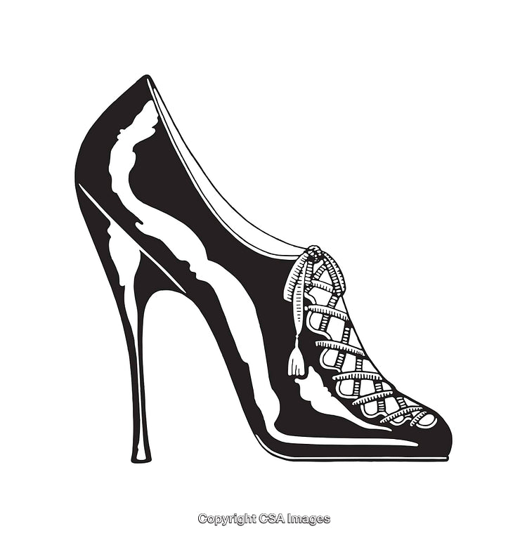 Elegant High Heel Shoe with Lace-Up Details in Black and White