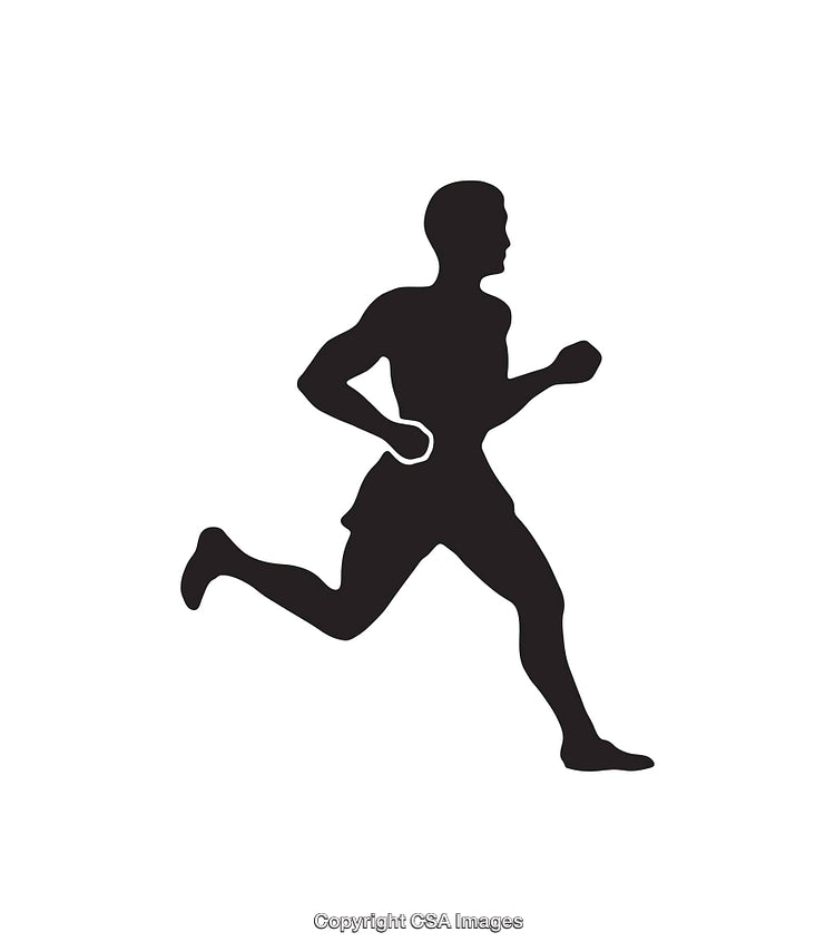 Silhouette of a Running Man in Black and White