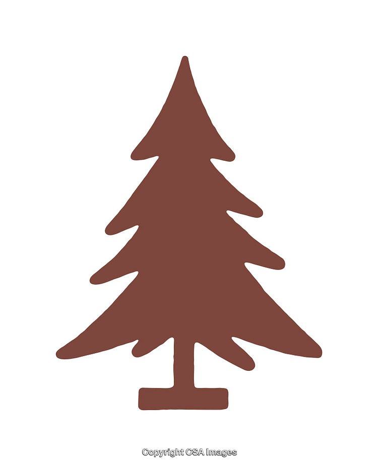 Simple Brown Christmas Tree Icon with Minimalist Design on White Background