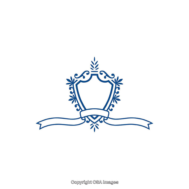 Elegant Blue Coat of Arms with Banner Design