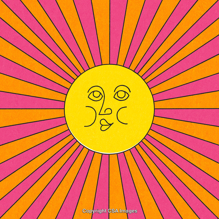 Vibrant Abstract Sun Illustration with Radiant Colors and Graphical Design