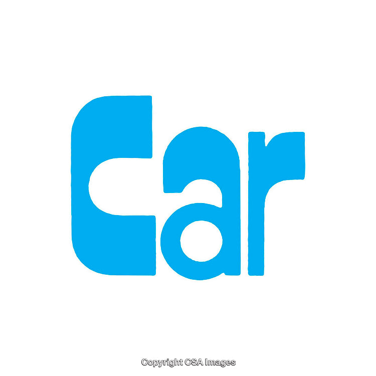 Blue Stylized Typography Featuring the Word Car on White Background