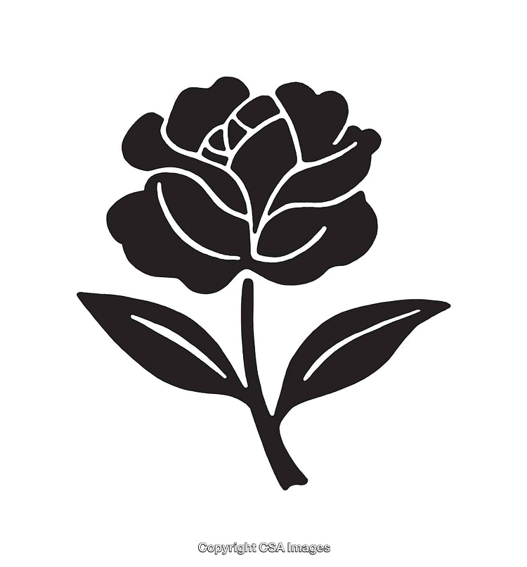 Elegant Black and White Rose Icon with Leaves