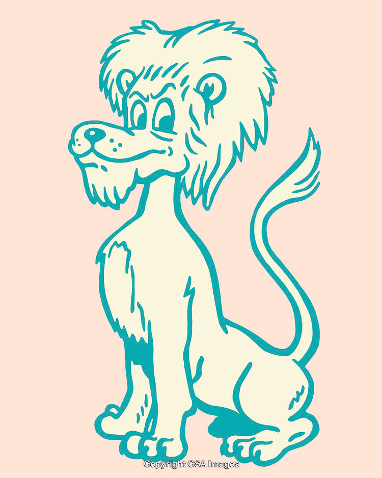 Playful Line Art Illustration of a Cartoon Lion Figure