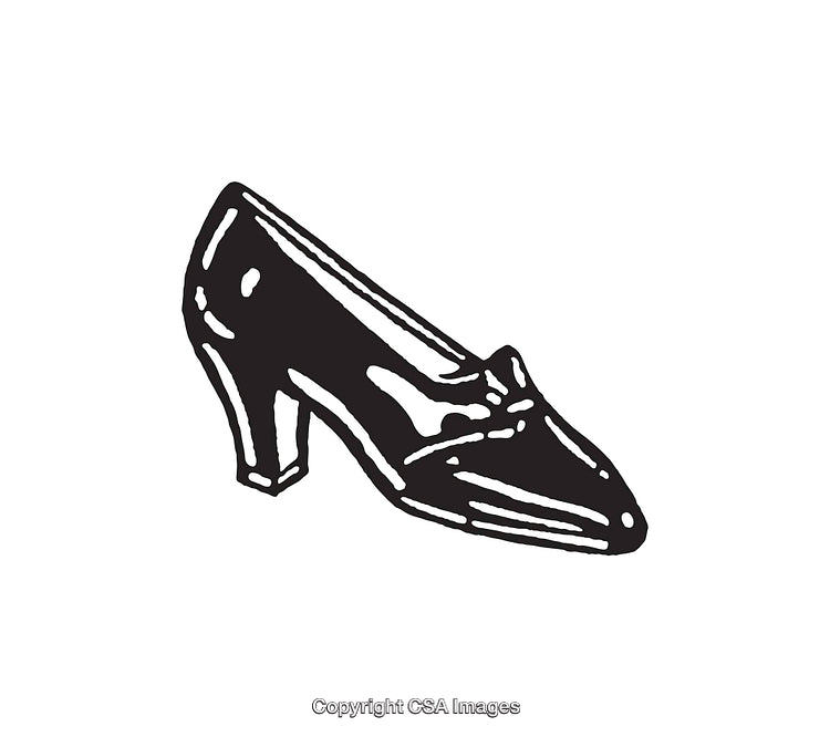 Elegant High Heel Shoe in Black and White Line Art Style