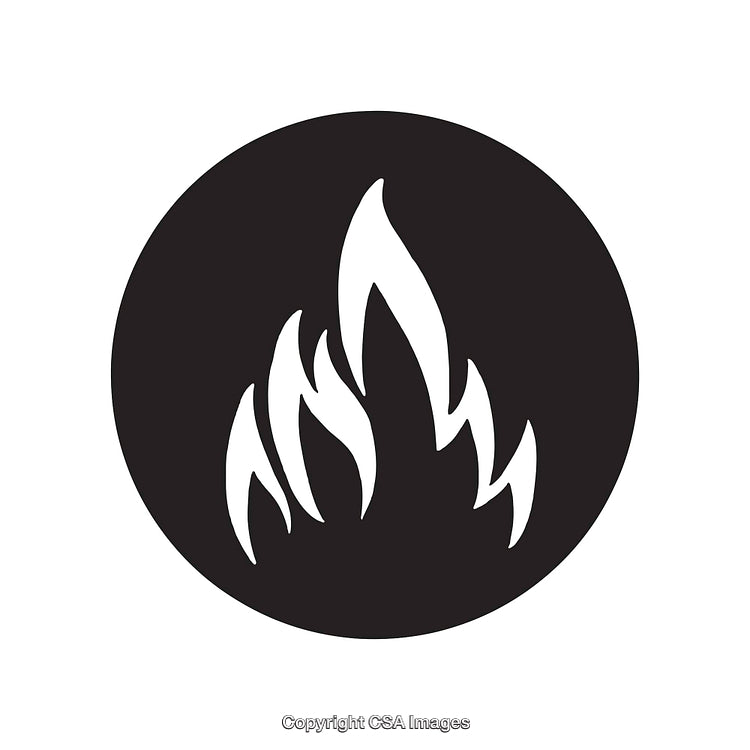 Black And White Flame Icon in Circular Design