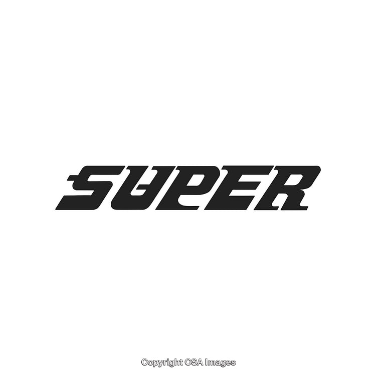 Bold Black Text Typography Featuring the Word SUPER on White Background