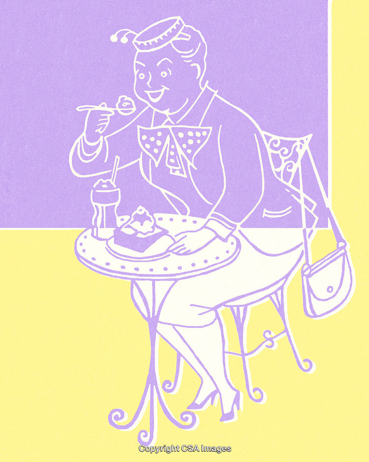 Elegant Lady Dining with Desserts at a Stylish Cafe