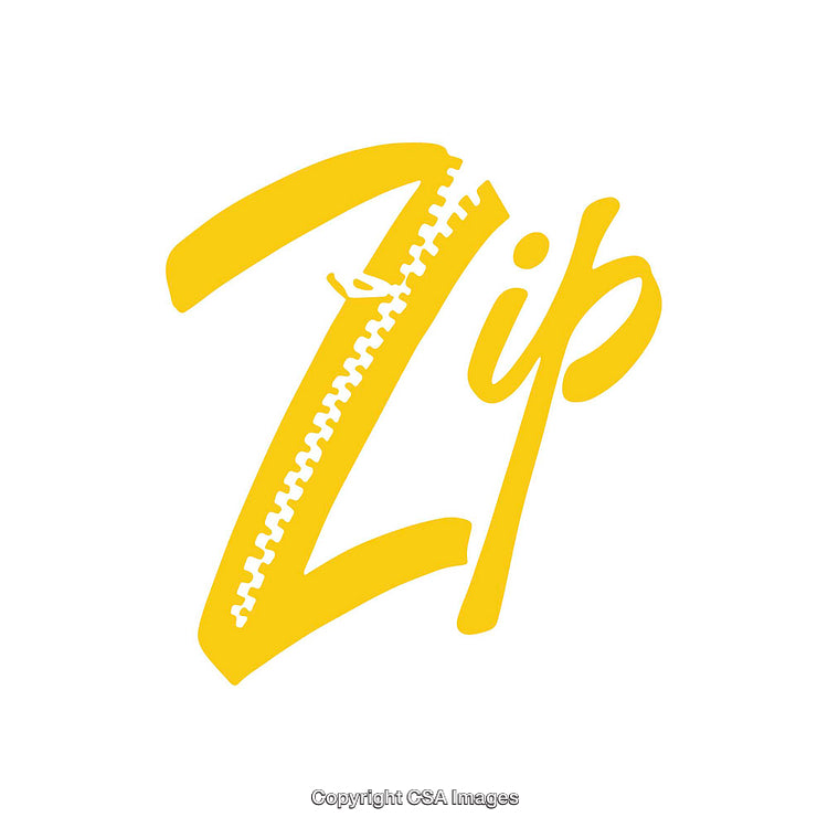 Stylized Yellow ZIP Typography with a Creative Zipper Design Element