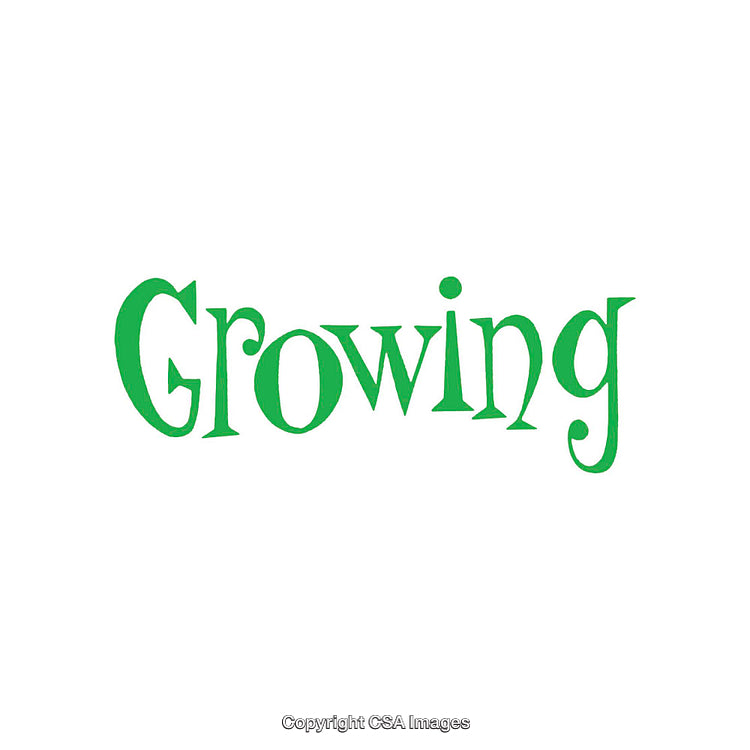 Green Text Depicting the Word Growing in Artistic Typeface