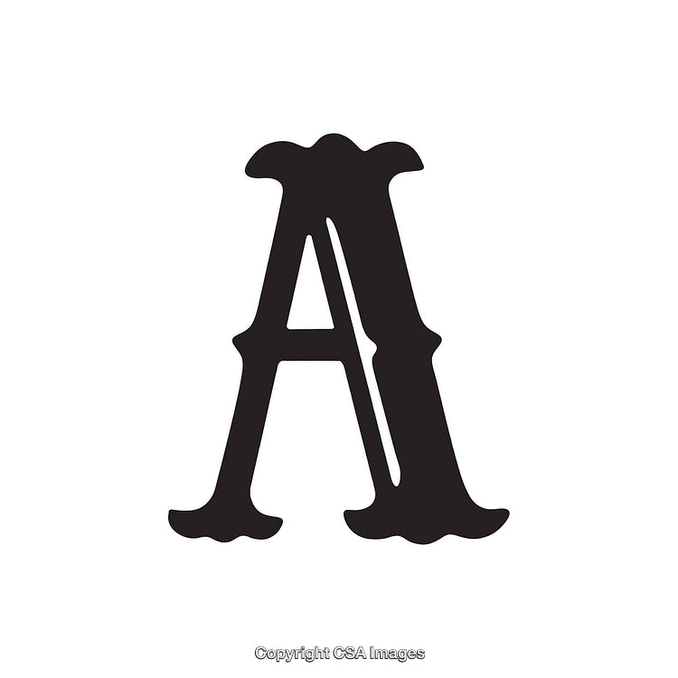 Ornamental Decorative Letter A with Serif Style in Black Design