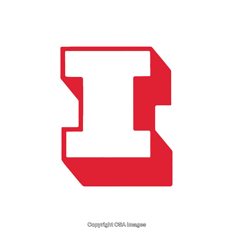 Bold Stylized Red Letter 'I' on White Background