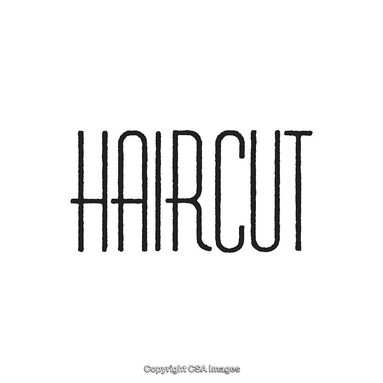 Minimalist Typography Design Featuring the Word Haircut in Stylized Font