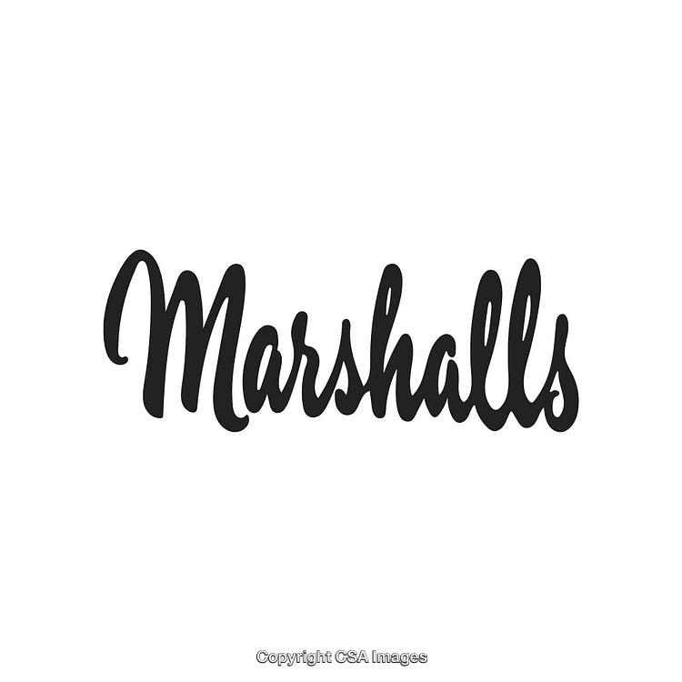 Stylized Black Scripted Marshalls Text Logo on White Background