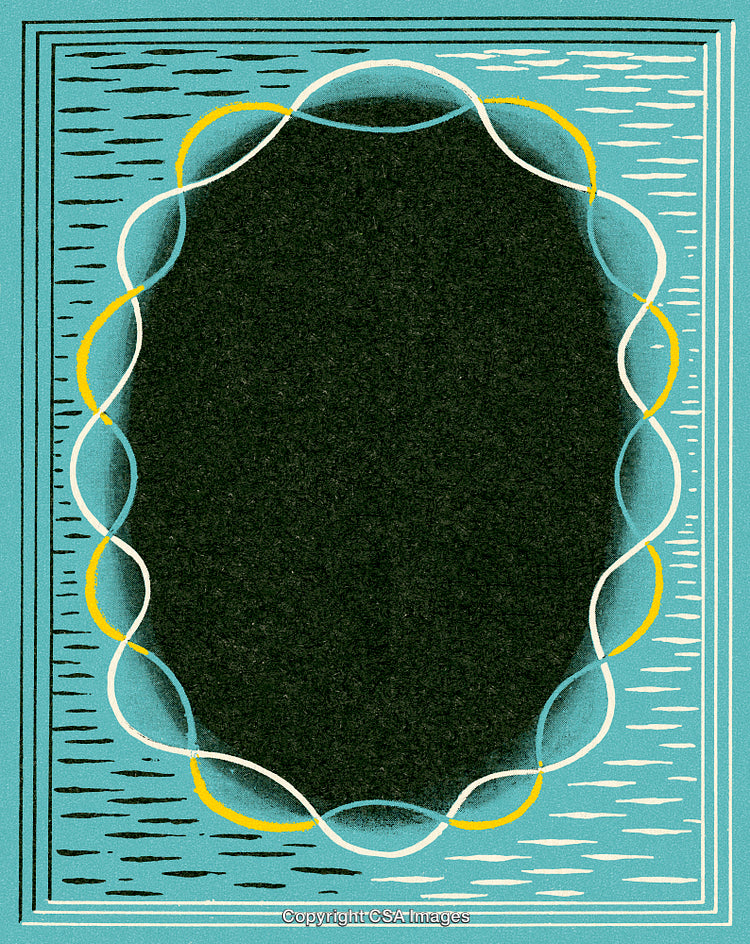 Abstract Decorative Frame with Bold Lines and Wavy Patterns on Colored Background