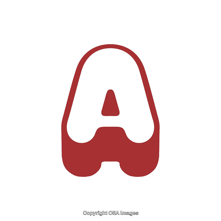 Abstract Bold Letter A in Red and White on White Background