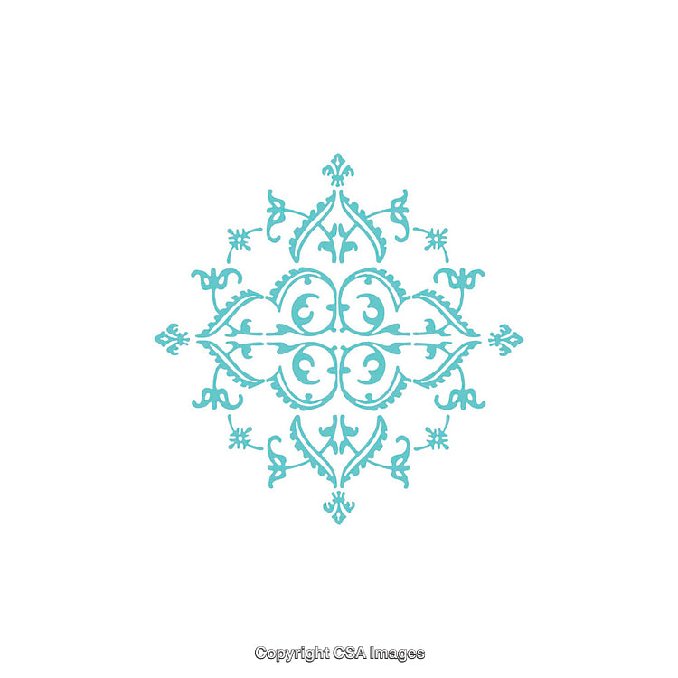 Elegant Turquoise Floral Ornamental Design on White Background