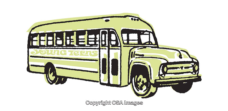 Retro Illustration of a Vintage Bus with Unique Design and Text