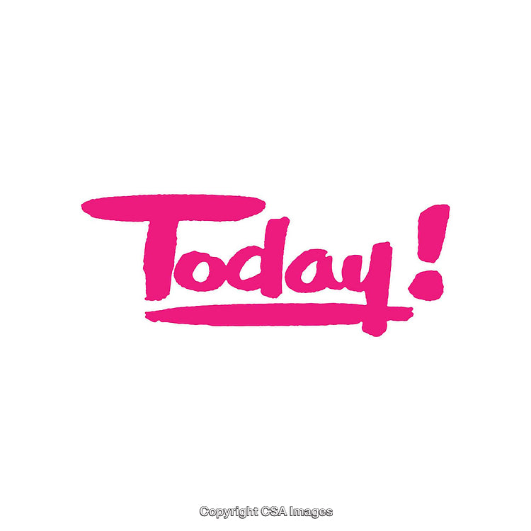 Bright Pink 'Today!' Text on White Background for Inspiration
