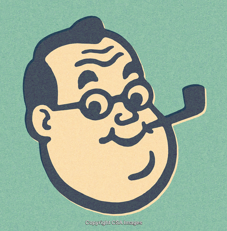 Retro Style Man with Glasses and Pipe Cartoon Illustration