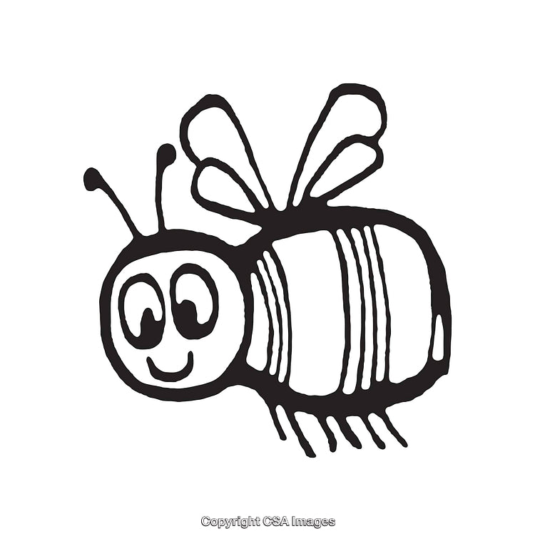 Hand-Drawn Minimalist Bee Illustration with Smiling Character
