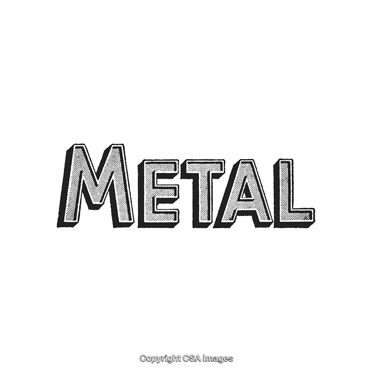 Retro Halftone Style 'Metal' Text Graphic Artwork on White Background