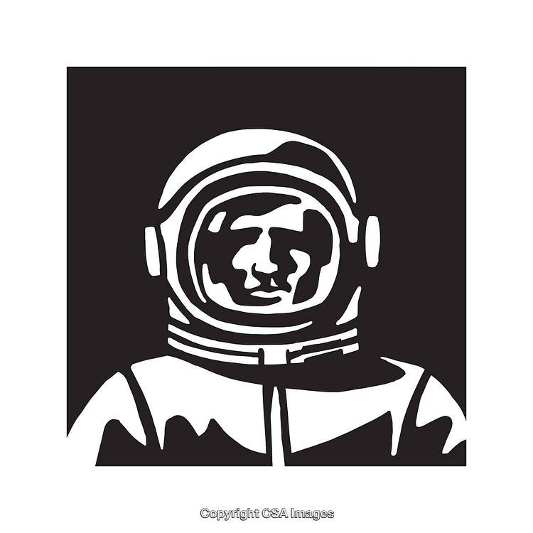 Black and White Line Art of an Astronaut in Space Suit