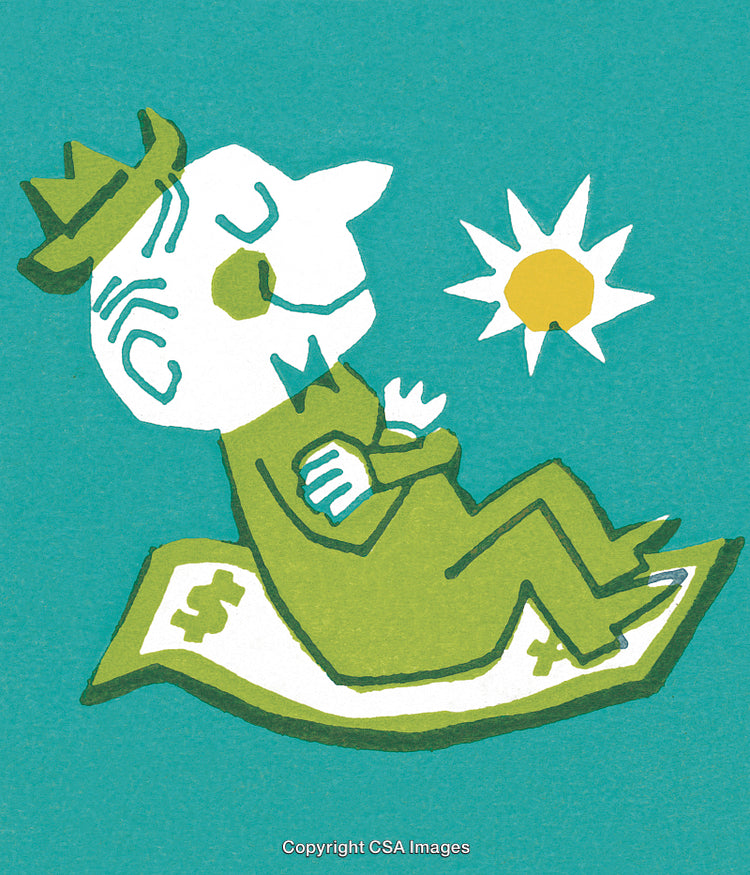 Man Floating on a Dollar Bill