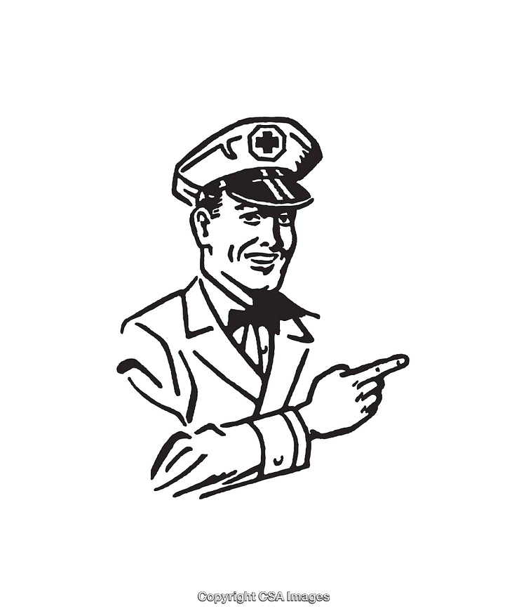 Vintage Style Black and White Driver Illustration Line Art