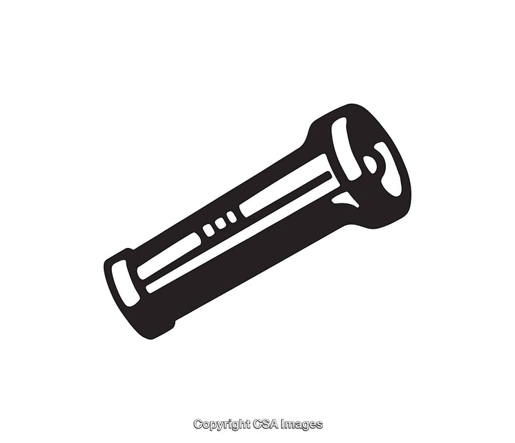 Black and White Line Art Illustration of a Flashlight