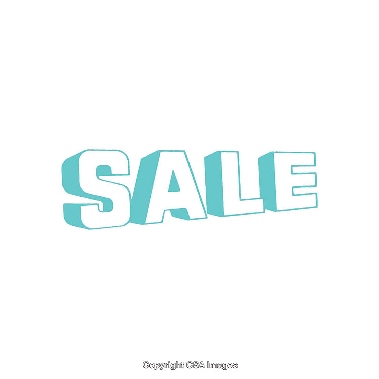 Blue Sale Text in Bold Typeface on White Background