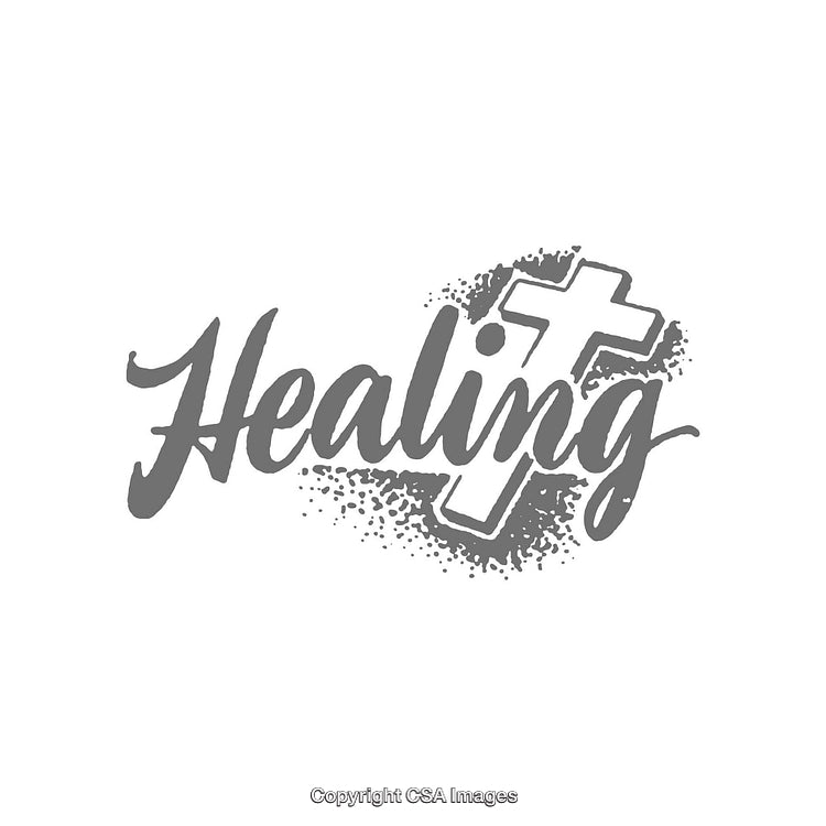 Stylish Healing Text Art With Cross Design and Subtle Textures