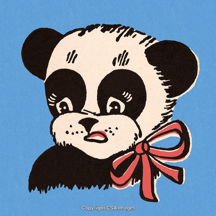 Adorable Cartoon Panda With a Pink Bow on a Colorful Background